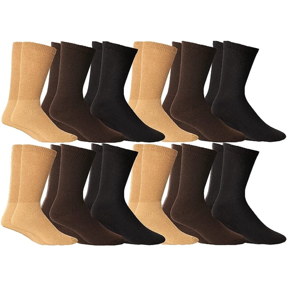 Yacht & Smith Loose Fit Non-Binding Soft Cotton Diabetic Crew and Ankle Socks, Bulk Value Pack