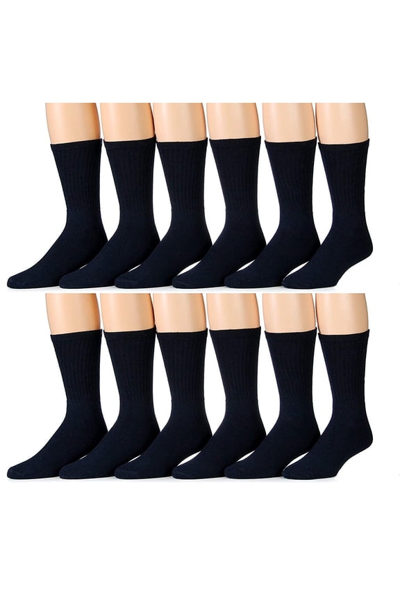 Yacht & Smith Men's 12 Pairs of Classic Crew Socks with full cushion cotton blend, King Size 13-16 (Navy)