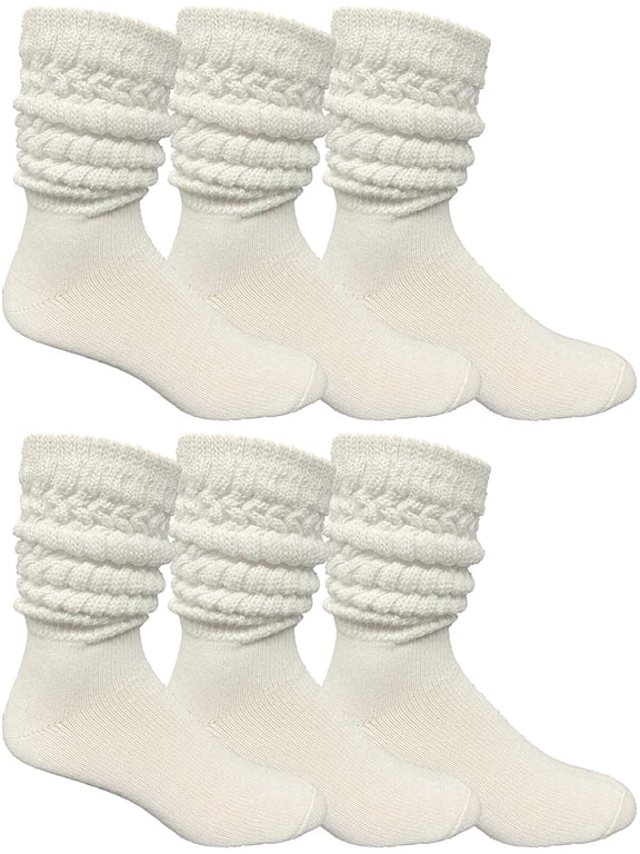 6 Pairs Of Men's Cotton Extra Heavy Slouch Socks, Thick Boot Sock for Men