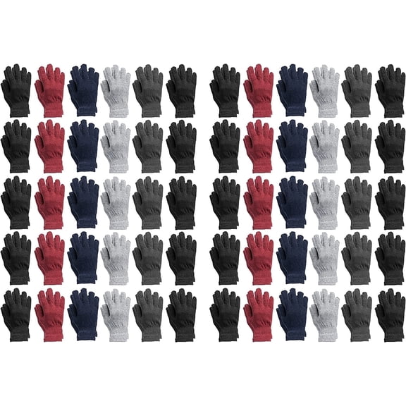 Yacht & Smith Men's Knit Winter Gloves Assorted Solid Colors, Warm Acrylic Gloves