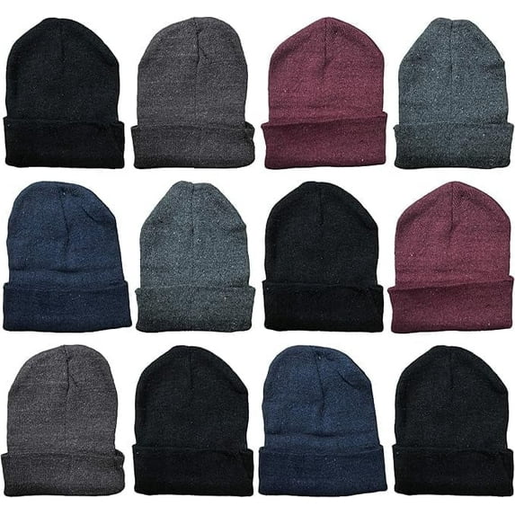 Yacht & Smith Men’s & Women’s Warm Winter Stocking Hats – Assorted Colors, Adult Unisex, 12 Pack