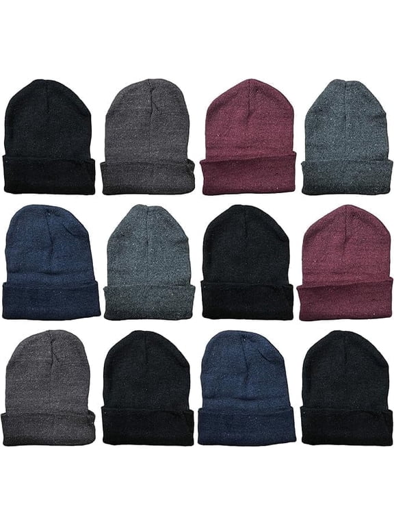 Men’s & Women’s Warm Winter Stocking Hats – Assorted Colors, Adult Unisex, 12 Pack