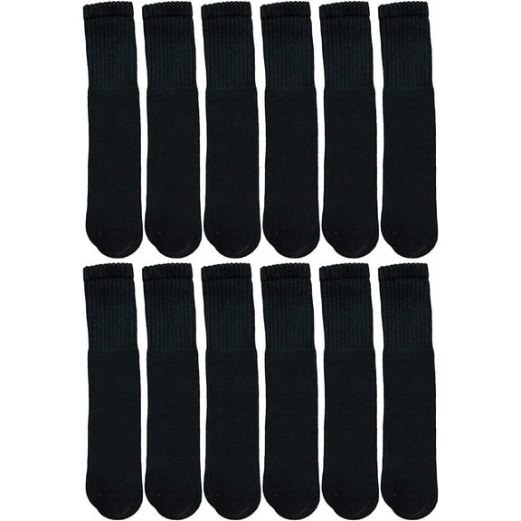 Yacht & Smith Men's & Women's Wholesale Bulk Cotton Tube Socks, Referee Style, by SOCKS'NBULK (12 Pairs Black, Womens 9-11 (Shoe size 5-10))