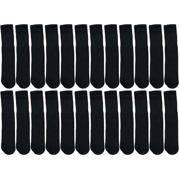 Yacht & Smith Men's & Women's Wholesale Bulk Cotton Tube Socks, Referee Style, by SOCKS'NBULK (24 Pairs Black, Womens 9-11 (Shoe size 5-10))