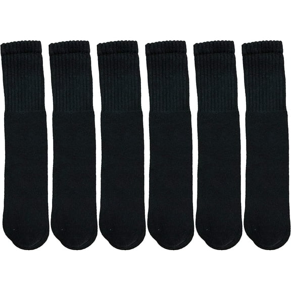 Yacht & Smith Men's & Women's Wholesale Bulk Cotton Tube Socks, Referee Style, by SOCKS'NBULK (6 Pairs Black, Womens 9-11 (Shoe size 5-10))