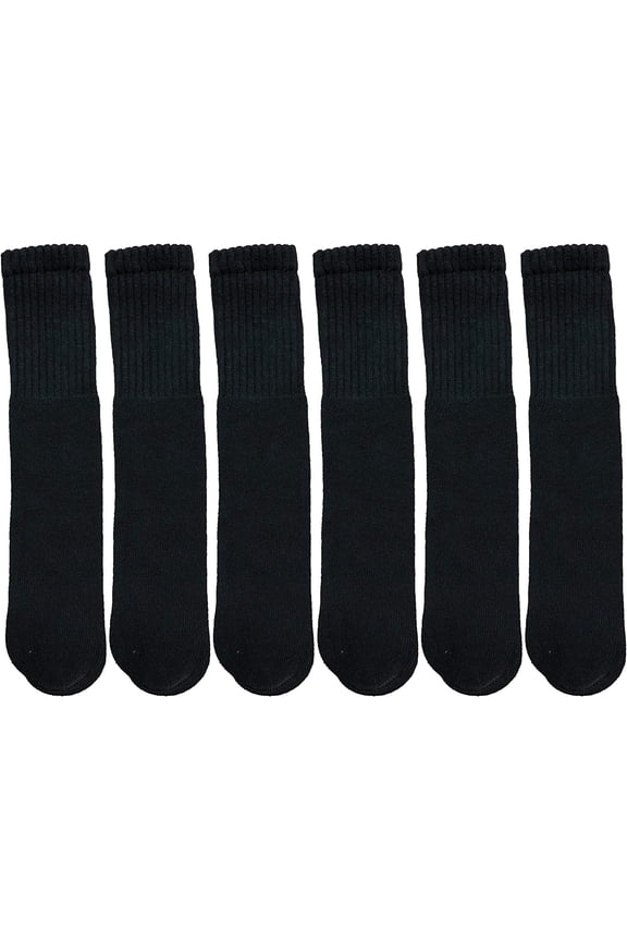 Men's & Women's Wholesale Bulk Cotton Tube Socks, Referee Style, by SOCKS'NBULK (6 Pairs Black, Womens 9-11 (Shoe size 5-10))