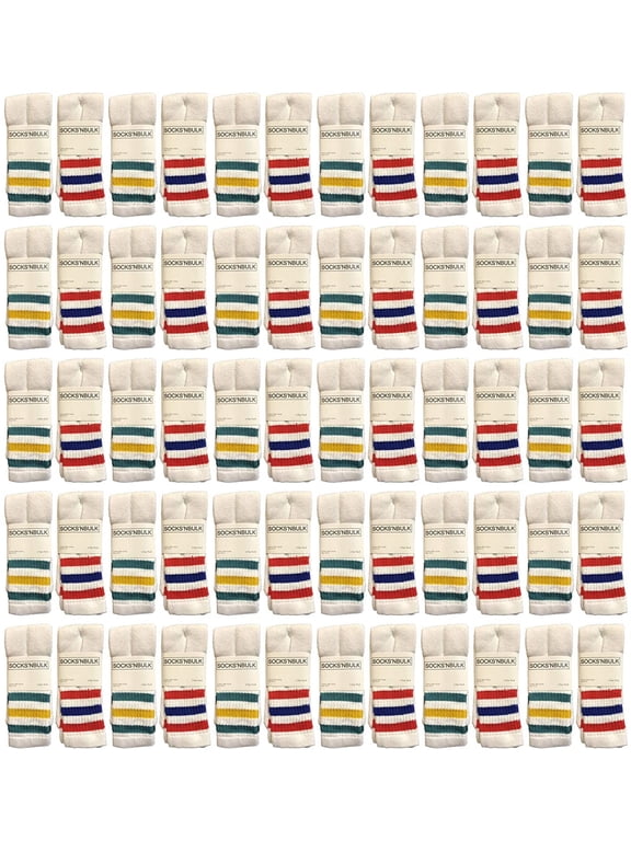 Men's & Women's Wholesale Bulk Cotton Tube Socks, Referee Style, by SOCKS'NBULK (72 Pairs Assorted, Womens 9-11 (Shoe size 5-10))