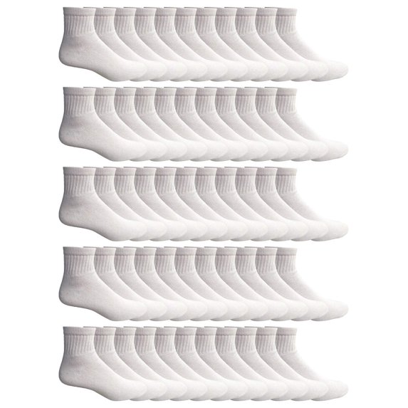 Yacht & Smith Mens Ankle Wholesale Bulk Pack Athletic Sports Socks, by SOCKS'NBULK (Mens 10-13 (Shoe Size 7-12), 72 Pairs White)