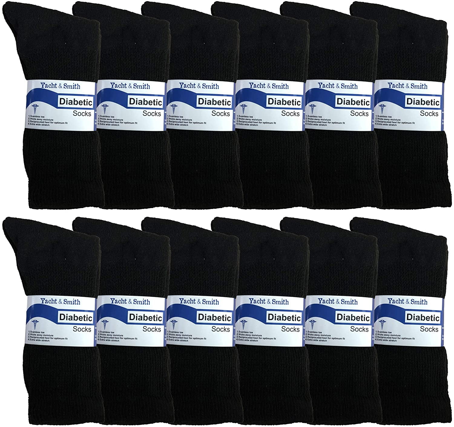 Yacht & Smith Mens Diabetic Neuropathy Edema Socks, Cotton Crew, Ankle Medical Sock, Size 10-13