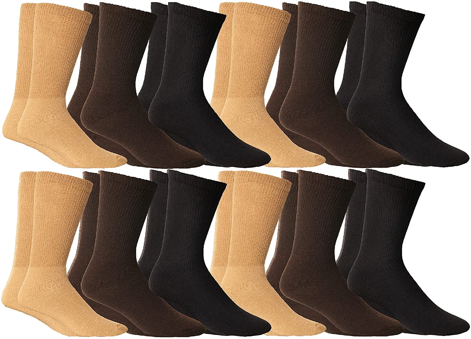 Yacht & Smith Mens Diabetic Neuropathy Edema Socks, Cotton Crew, Ankle Medical Sock, Size 10-13