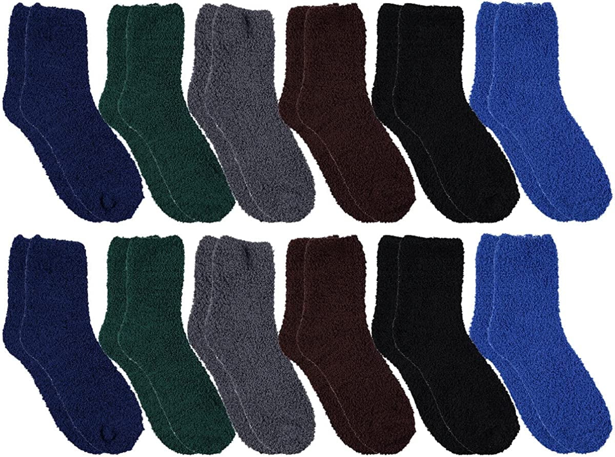 Yacht & Smith Men's Cozy Fuzzy Socks with Gripper Bottom, Soft Warm