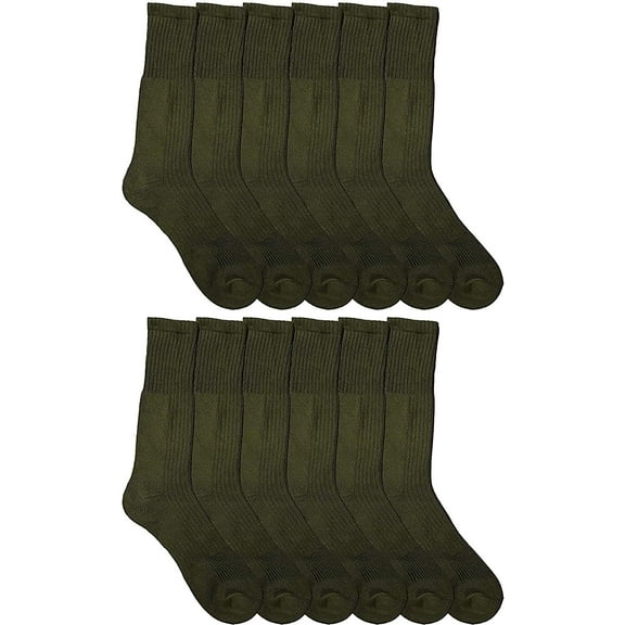 Yacht & Smith Mens Military Grade Thick Padded Terry Lined Cotton Socks, Ribbed, Dry Wicking, Heavy Duty Crew Sock 12 Pairs of bulk