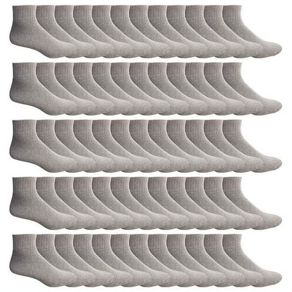 Yacht & Smith Mens Quarter Ankle Wholesale Bulk Pack Athletic Sports Socks (60 Pairs Gray) Size 10-13