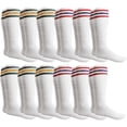 thumbnail image 1 of Yacht & Smith Mens Referee Cotton Tube Socks, Solid and Striped, Sports Sock, Casual Sock, (12 Pairs White with Stripes), 1 of 7