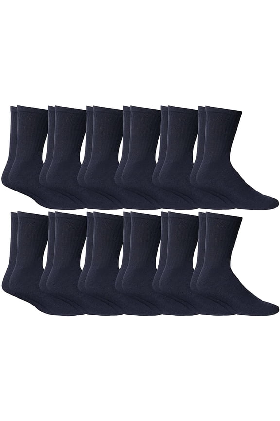 Mens Wholesale Bulk Cotton Socks, Athletic Sport Socks Shoe Size 10-13 (12 Pairs Navy)
