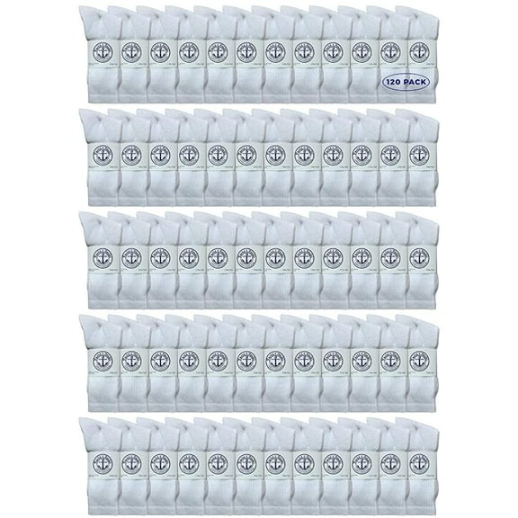 Yacht & Smith Mens Wholesale Bulk Cotton Socks, Athletic Sport Socks Shoe Size 10-13 (120 Pairs White)