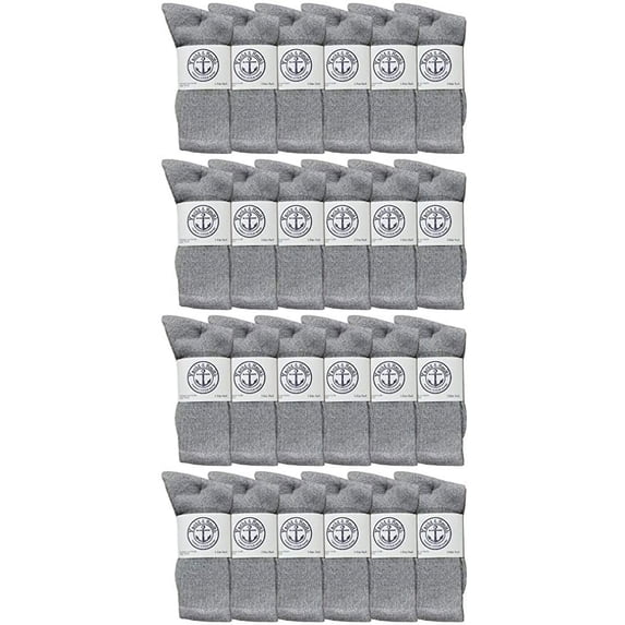 Yacht & Smith Mens Wholesale Bulk Cotton Socks, Athletic Sport Socks Shoe Size 10-13 (24 Pairs Gray)