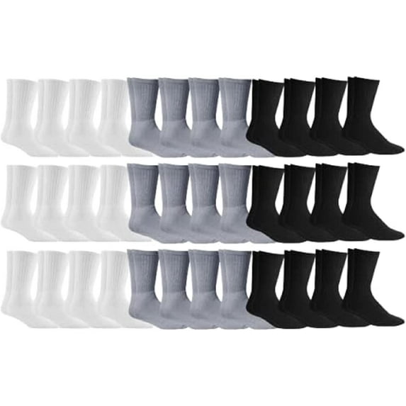 Yacht & Smith Mens Wholesale Bulk Cotton Socks, Athletic Sport Socks Shoe Size 10-13 (36 Pairs Mixed Assorted)