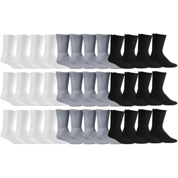 Yacht & Smith Mens Wholesale Bulk Cotton Socks, Athletic Sport Socks Shoe Size 10-13 (36 Pairs Mixed Assorted)
