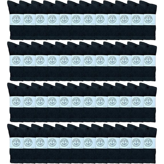 Yacht & Smith Mens Wholesale Bulk Cotton Socks, Athletic Sport Socks Shoe Size 10-13 (48 Pairs Black)