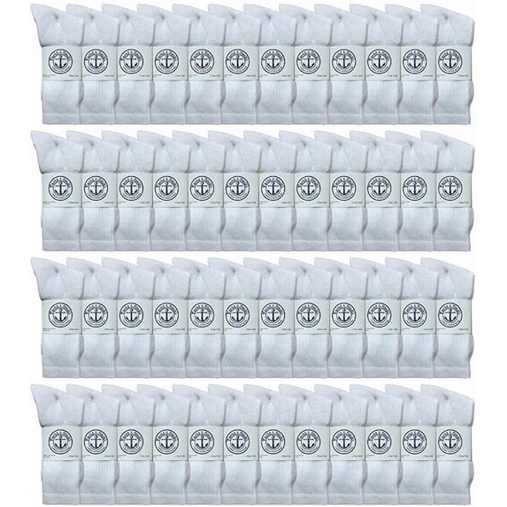 Yacht & Smith Mens Wholesale Bulk Cotton Socks, Athletic Sport Socks Shoe Size 10-13 (48 Pairs White)