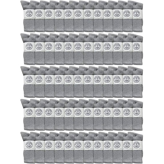 Yacht & Smith Mens Wholesale Bulk Cotton Socks, Athletic Sport Socks Shoe Size 10-13 (Gray, 60)