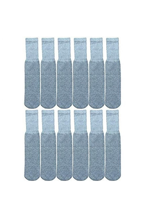 Mens Wholesale Bulk Cotton Tube Socks, Referee Style, by SOCKS'NBULK (12 Pairs Gray, Mens 10-13 (Shoe Size 7-12))