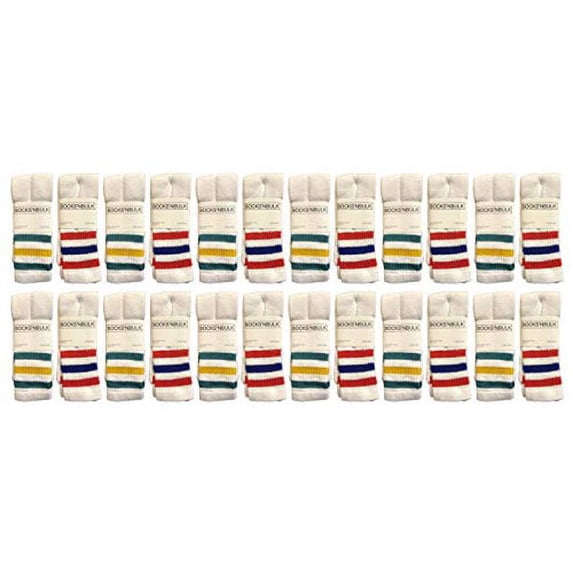 Yacht & Smith Mens Wholesale Bulk Cotton Tube Socks, Referee Style, by SOCKS'NBULK (24 Pairs Assorted, Mens 10-13 (Shoe Size 7-12))