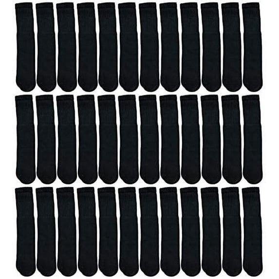 Yacht & Smith Mens Wholesale Bulk Cotton Tube Socks, Referee Style, by SOCKS'NBULK (36 Pairs Black, Mens 10-13 (Shoe Size 7-12))