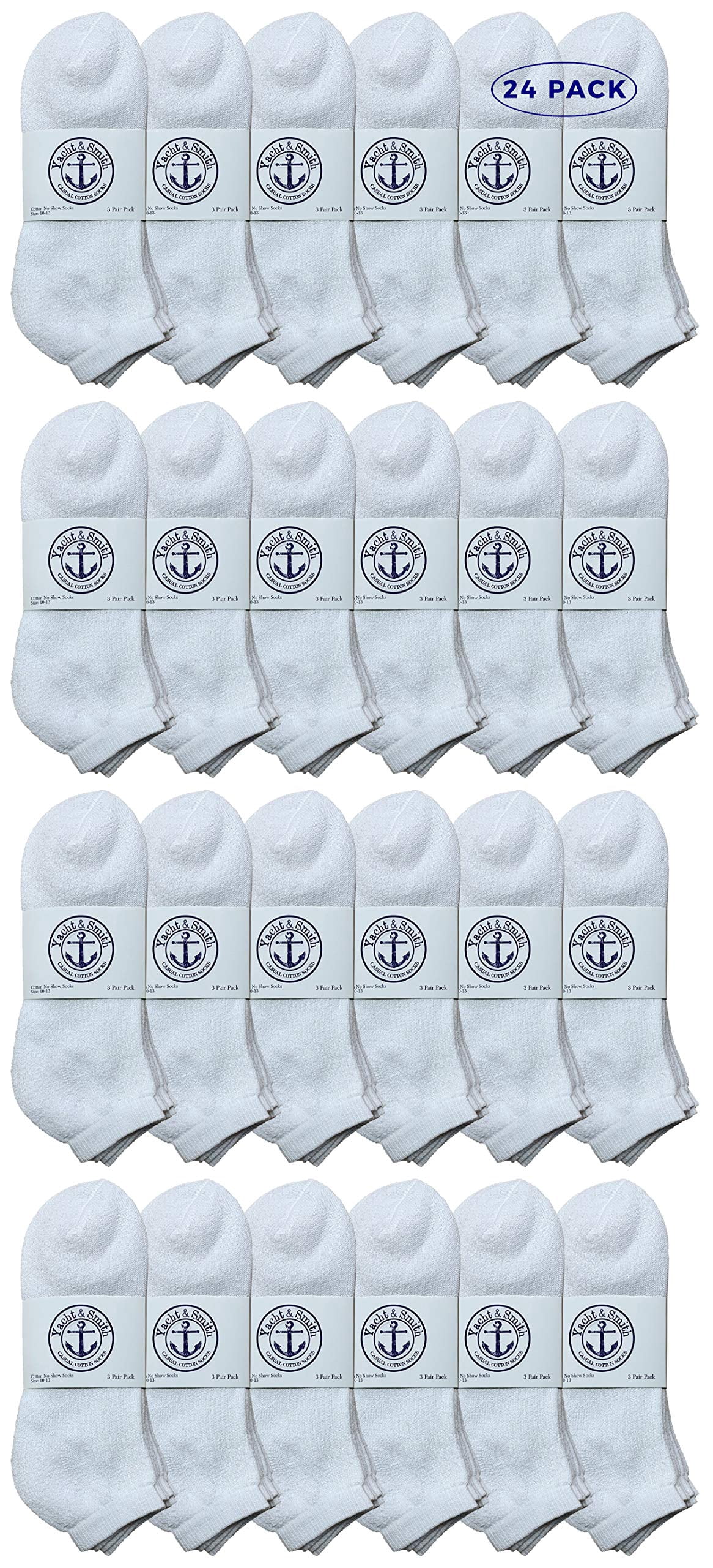 Yacht & Smith Mens Wholesale Bulk No Show Ankle Socks, Cotton Sport Athletic Socks - Size 10-16