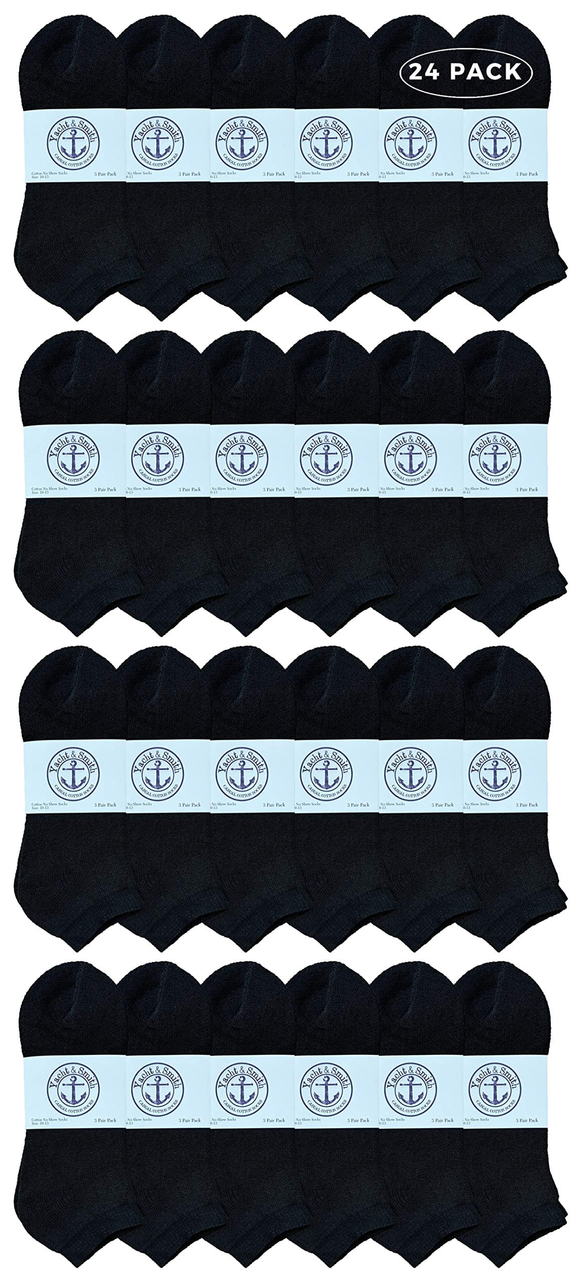 Yacht & Smith Mens Wholesale Bulk No Show Ankle Socks, Cotton Sport Athletic Socks - Size 10-24