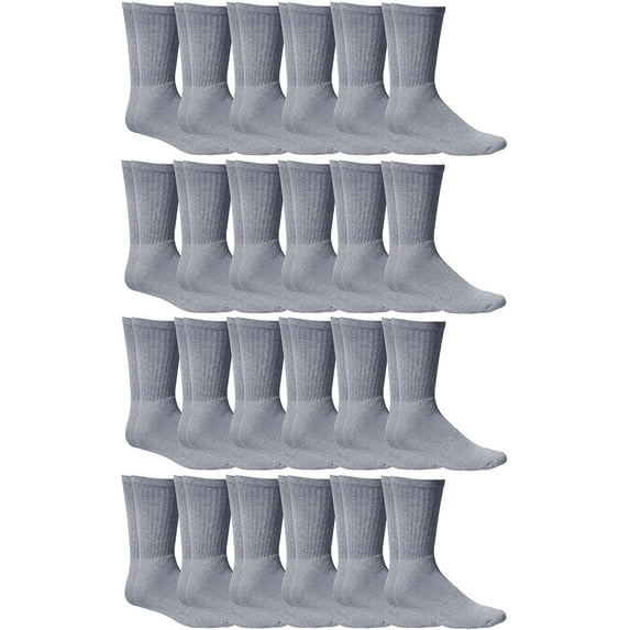 Yacht & Smith Mens Wholesale Bulk Sports Crew, Athletic Case Pack Socks, by SOCKS'NBULK (24 Pairs Gray, Mens 10-13 (Shoe Size 7-12))