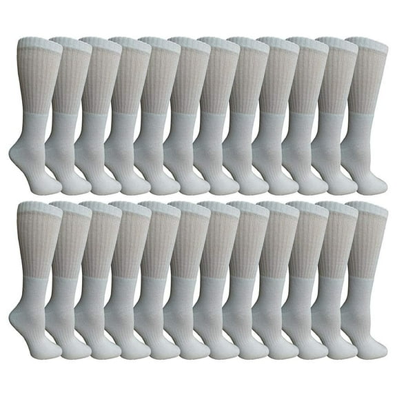 Yacht & Smith Mens Wholesale Bulk Sports Crew, Athletic Case Pack Socks, by SOCKS'NBULK (24 Pairs White, Mens 10-13 (Shoe Size 7-12))