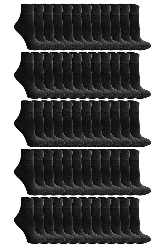 Mens & Womens Ankle Wholesale Bulk Pack Athletic Sports Socks (Mens 10-13 (Shoe Size 7-12), 180 Pairs Black)