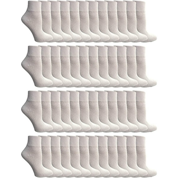 Yacht & Smith Mens & Womens Ankle Wholesale Bulk Pack Athletic Sports Socks (Mens 10-13 (Shoe Size 7-12), 48 Pairs White)