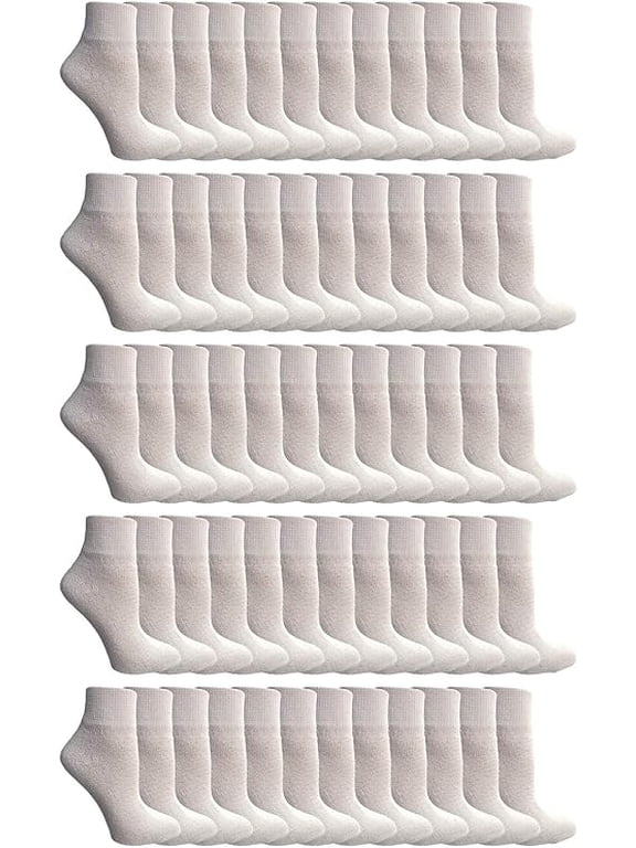 Mens & Womens Ankle Wholesale Bulk Pack Athletic Sports Socks (Womens 9-11 (Shoe size 5-10), 120 Pairs White)