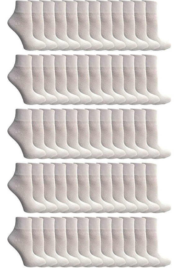 Mens & Womens Ankle Wholesale Bulk Pack Athletic Sports Socks (Womens 9-11 (Shoe size 5-10), 120 Pairs White)