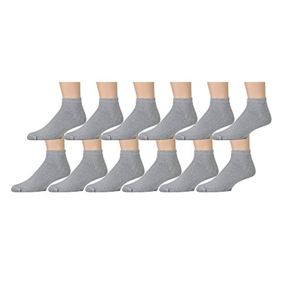 Yacht & Smith Mens & Womens Ankle Wholesale Bulk Pack Athletic Sports Socks (Mens 10-13 (Shoe Size 7-12), 12 Pairs Gray)