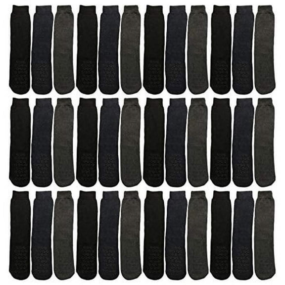 Yacht & Smith Mens & Womens Bulk Pack Slipper Socks, Non-Skid with Gripper Bottom, Diabetic Socks, Assorted Colors (36 Pairs Assorted, Men (10-13))