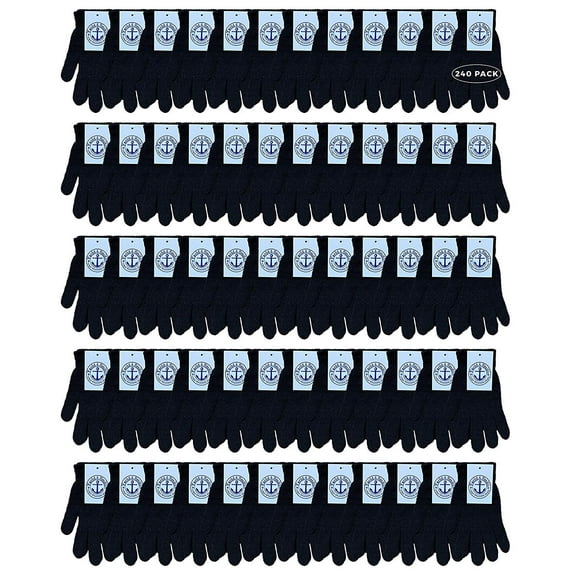 Yacht & Smith Mens Womens, Warm And Stretchy Winter Gloves - Black - 240 Pack