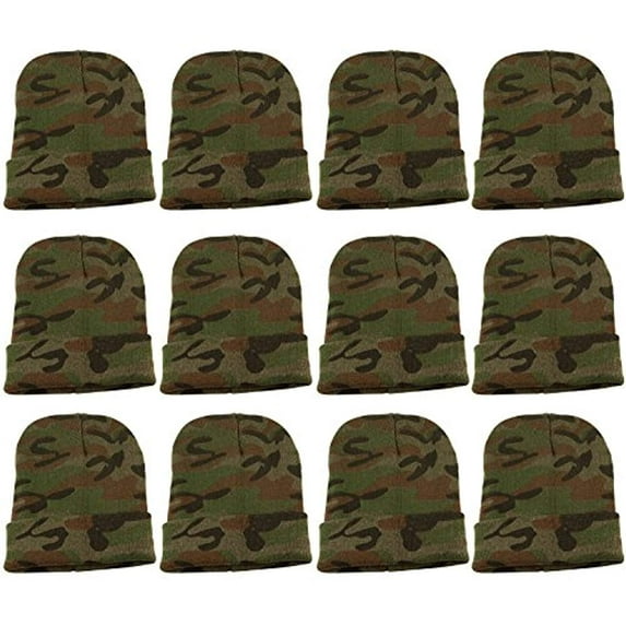 Yacht & Smith Mens Womens Warm Winter Hats in Assorted Colors, Mens Womens Unisex (12 Pack Dark Stripes)