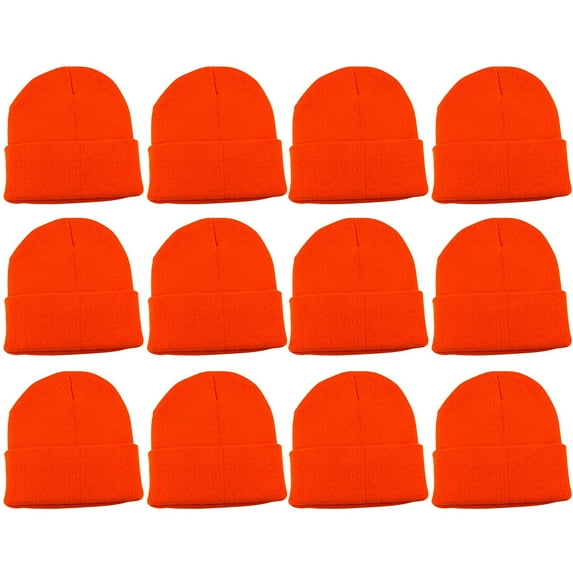 Yacht & Smith Mens Womens Warm Winter Hats in Assorted Colors, Mens Womens Unisex (12 Pack Orange)