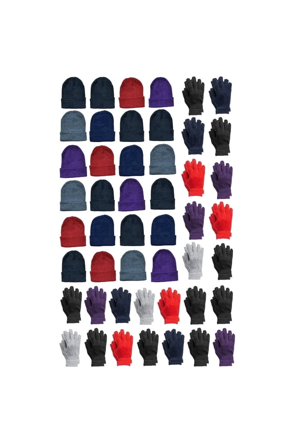 Mens Womens Warm Winter Hats in Assorted Colors, Mens Womens Unisex (Womens Hat Glove Set)