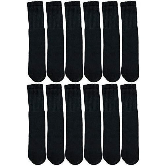 Yacht & Smith Mens & Womens Wholesale Bulk Cotton Tube Socks, Referee Style, by SOCKS'NBULK (12 Pairs Black, Mens 10-13 (Shoe Size 7-12))