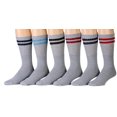 thumbnail image 1 of Yacht & Smith Mens & Womens Wholesale Bulk Cotton Tube Socks, Referee Style, by SOCKS'NBULK (6 Pairs Gray w/ Stripes, Womens 9-11 (Shoe size 5-10)), 1 of 3