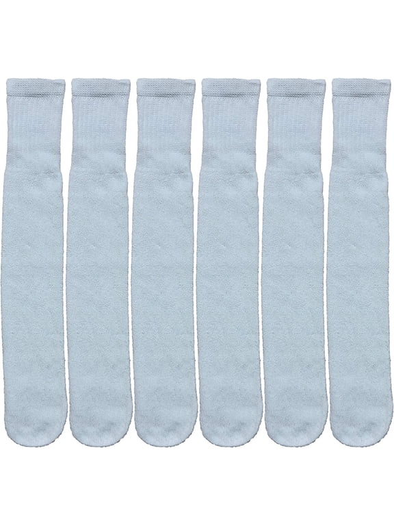 Mens & Womens Wholesale Bulk Cotton Tube Socks, Referee Style, by SOCKS'NBULK (6 Pairs White, Womens 9-11 (Shoe size 5-10))