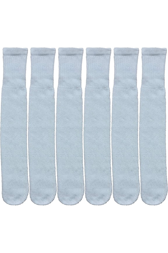 Mens & Womens Wholesale Bulk Cotton Tube Socks, Referee Style, by SOCKS'NBULK (6 Pairs White, Womens 9-11 (Shoe size 5-10))