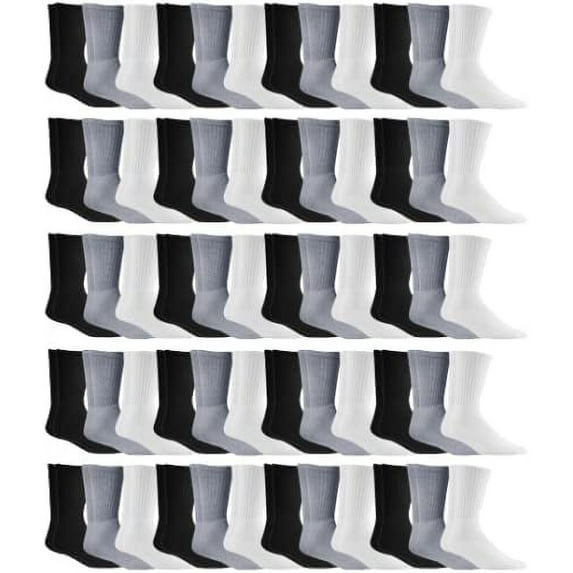 Yacht & Smith Mens & Womens Wholesale Bulk Sports Crew, Athletic Case Pack Socks (72 Paire Mixed Assorted, Mens 10-13 (Shoe Size 7-12))