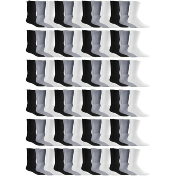Yacht & Smith Mens & Womens Wholesale Bulk Sports Crew, Athletic Case Pack Socks (72 Pairs Mixed Assorted, Womens 9-11 (Shoe size 5-10))