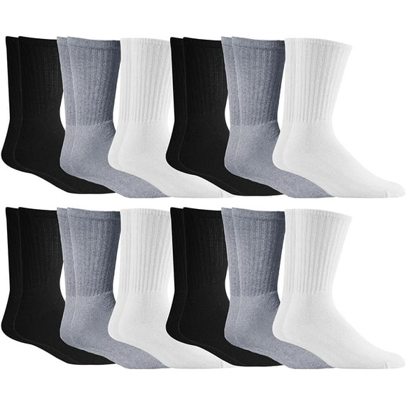 Yacht & Smith Mens & Womens Wholesale Bulk Sports Crew, Athletic Case Pack Socks, by SOCKS'NBULK (12 Pairs Mixed Assorted, Womens 9-11 (Shoe size 5-10))